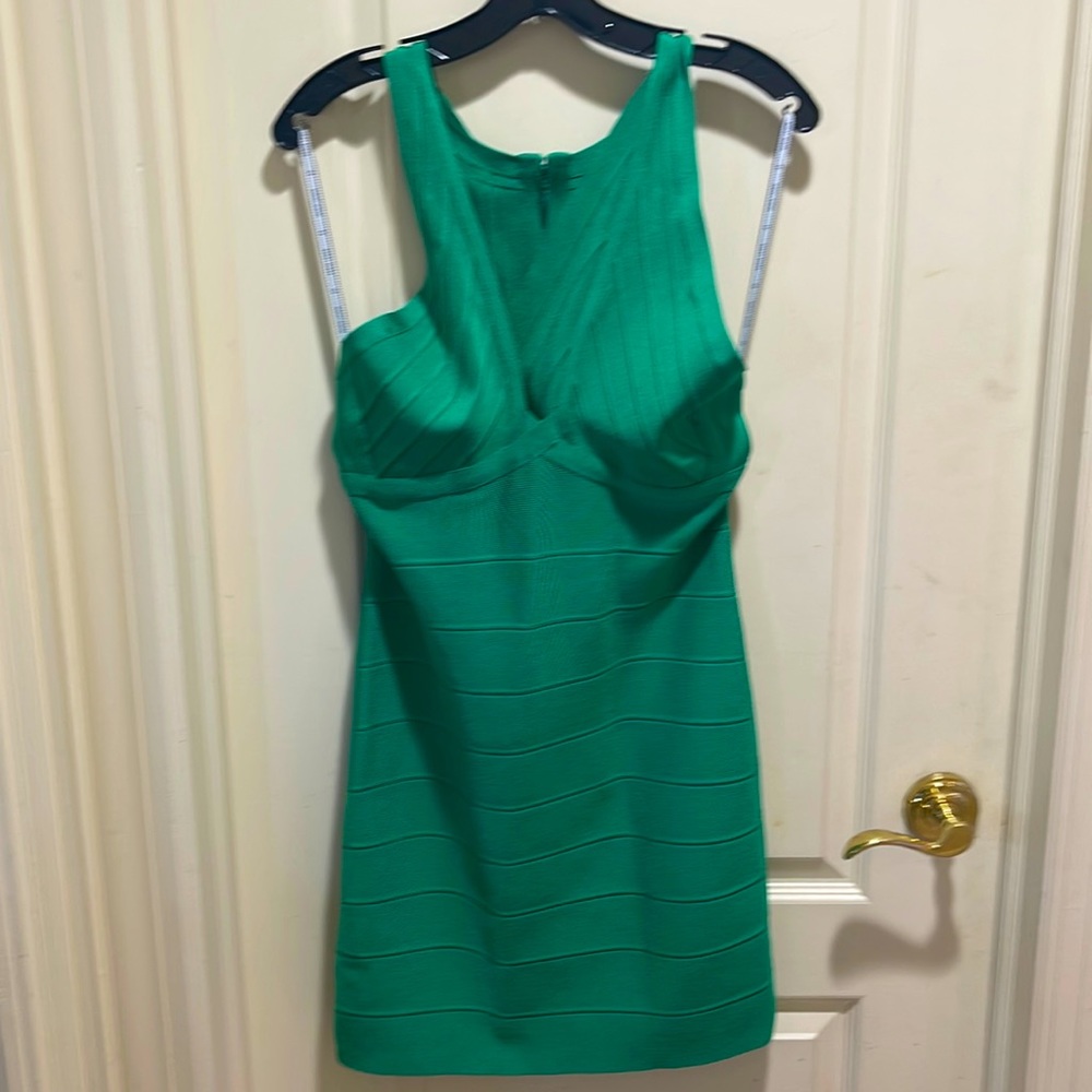 Herve Leger Front Halt Green Opal Large